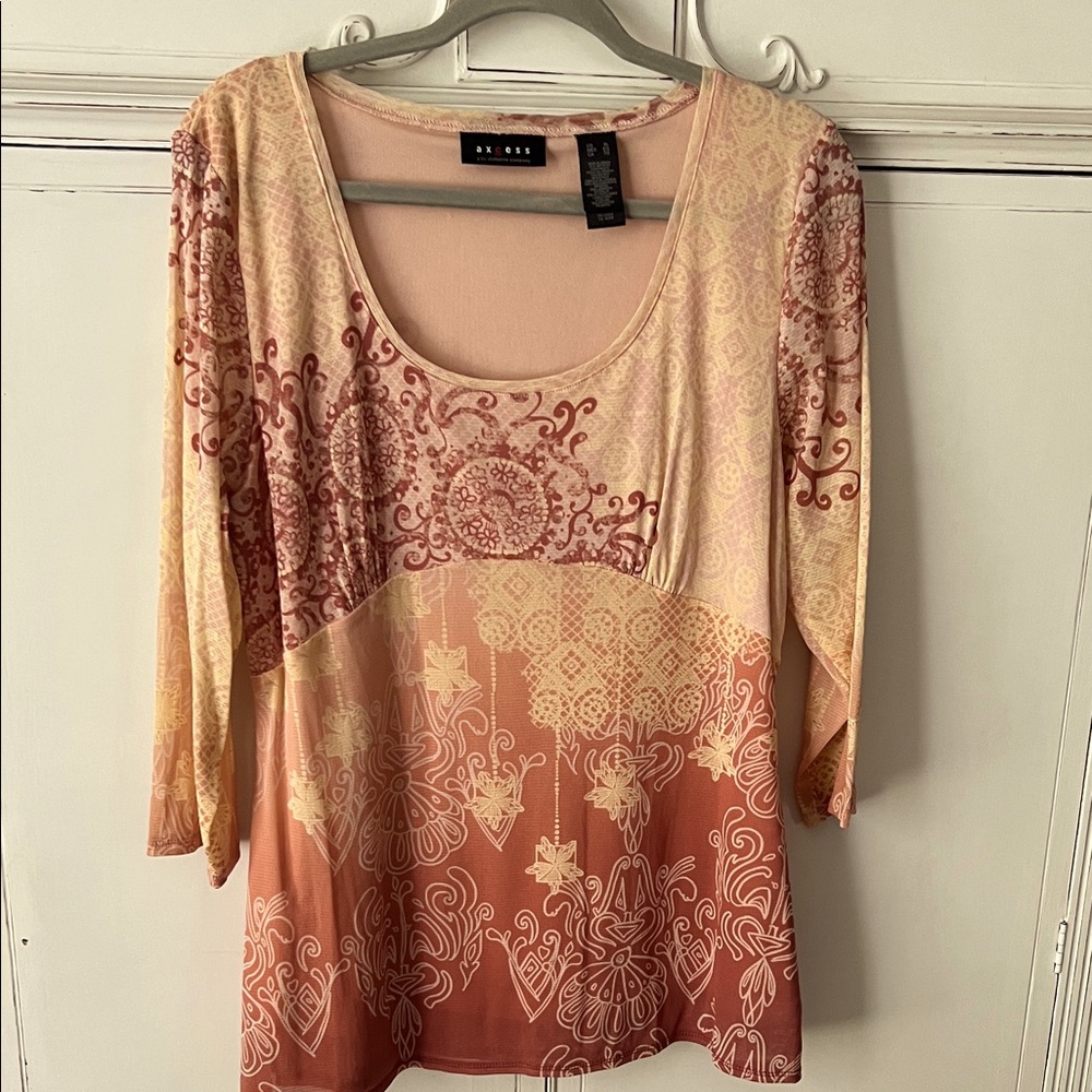 Axcess Pink Ombre Paisley Scoop Neck Blouse